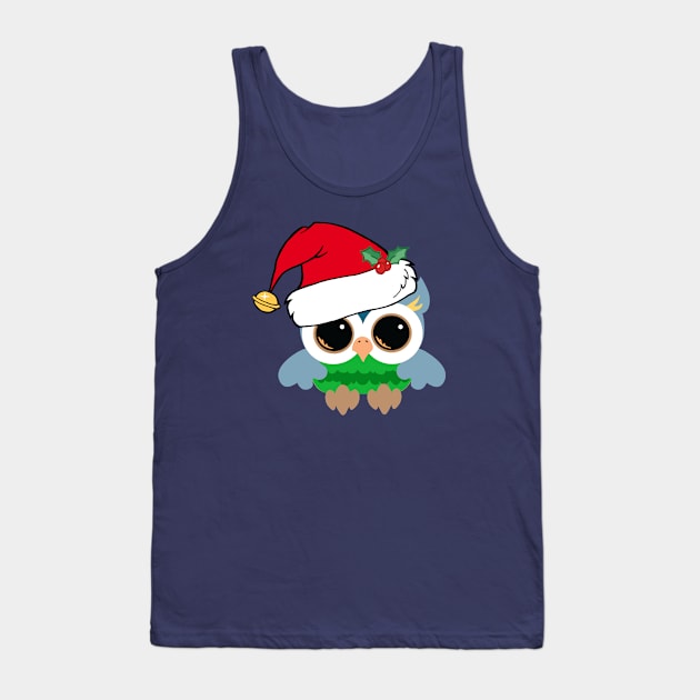 Cute Christmas Owl Tank Top by epiclovedesigns